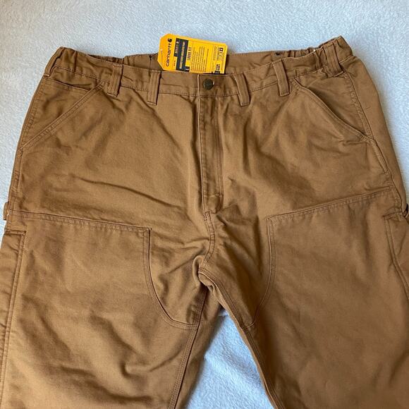 Carhartt Washed Duck Insulated Pant Men XL Tall Brown Zip Leg Carpenter Workwear - Picture 5 of 16